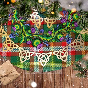 Northwest Territories Canada Tartan Christmas Tree Skirt with Thistle Celtic Knot Style