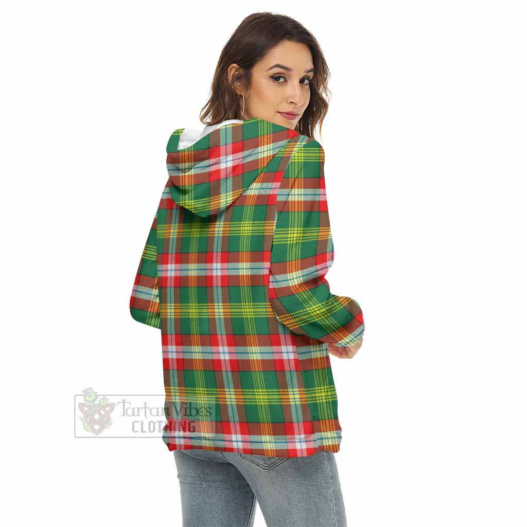 Tartan Vibes Clothing Northwest Territories Canada Tartan Women's Borg  Half Zip Fleece Hoodie