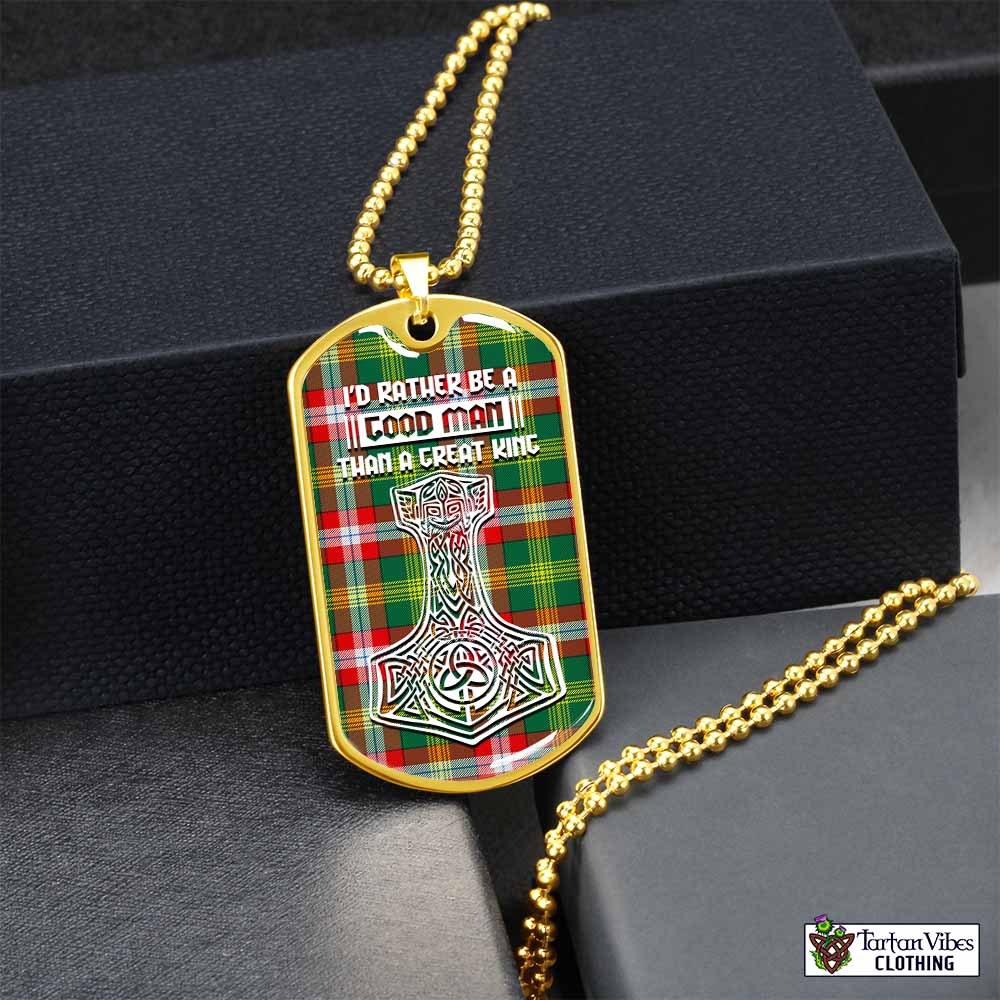 Tartan Vibes Clothing Northwest Territories Canada Tartan Dog Tag Necklace Viking Mjolnir Style