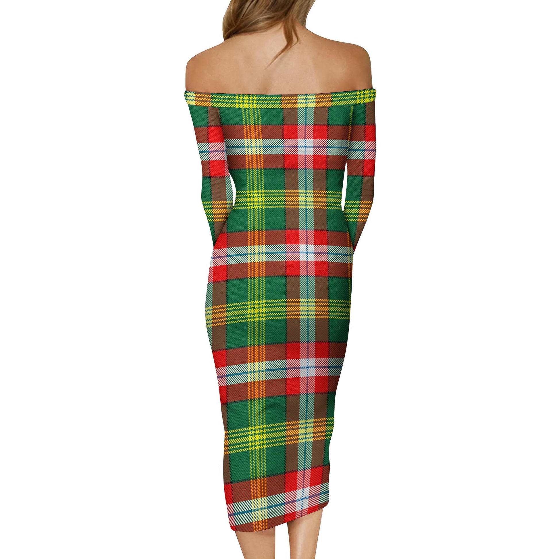 Northwest Territories Canada Tartan Off Shoulder Lady Dress - Tartanvibesclothing