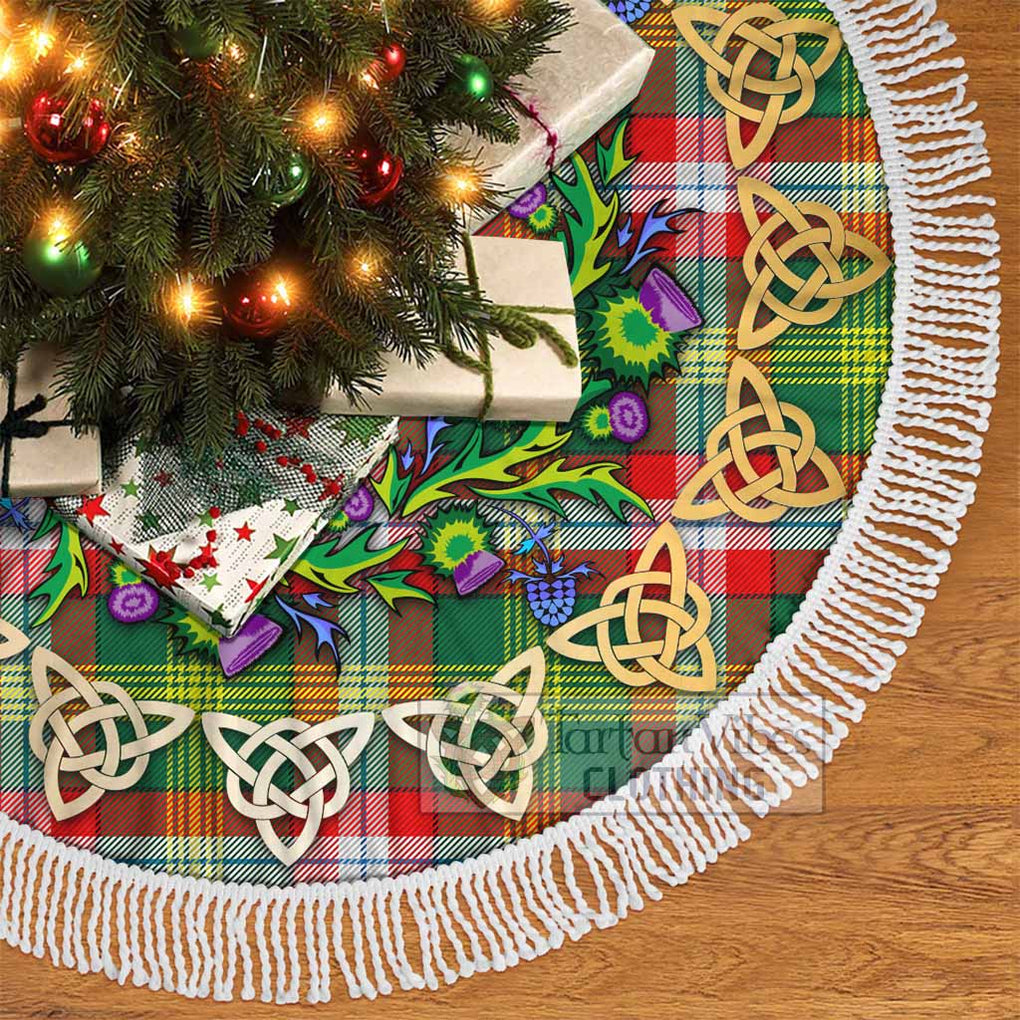 Tartan Vibes Clothing Northwest Territories Canada Tartan Christmas Tree Skirt with Thistle Celtic Knot Style