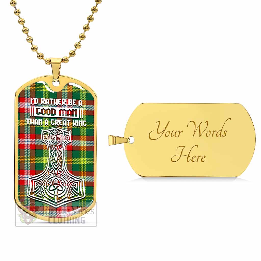 Tartan Vibes Clothing Northwest Territories Canada Tartan Dog Tag Necklace Viking Mjolnir Style