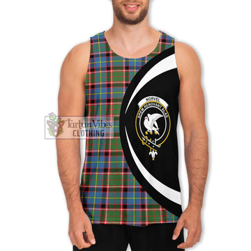 Norvel Tartan Men's Tank Top with Family Crest Circle Style