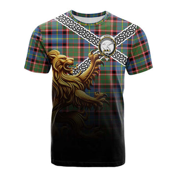 Norvel Crest Tartan Cotton T-shirt with Golden Lion Emblem Celtic Style Kid's Shirt - Tartan Vibes Clothing
