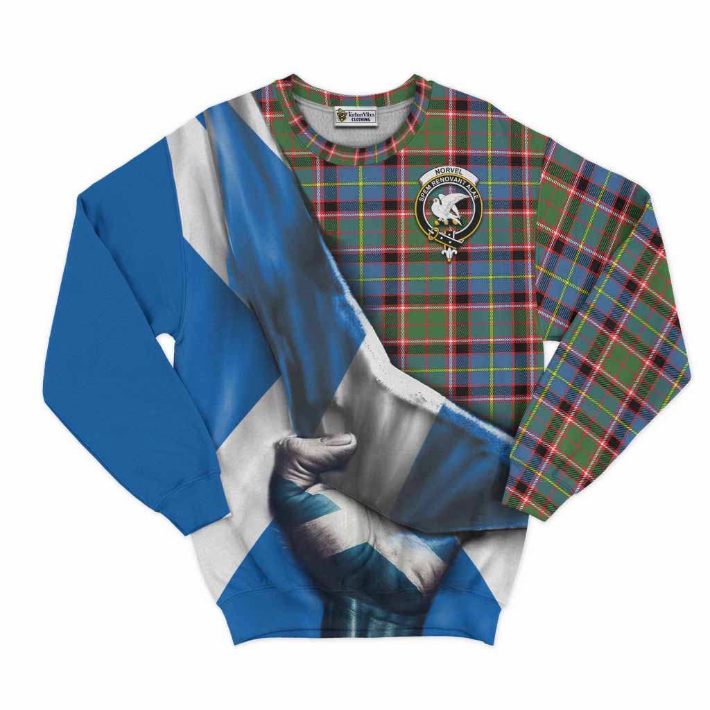 Tartan Vibes Clothing Norvel Tartan Sweatshirt with Family Crest Scotland Patriotic Style