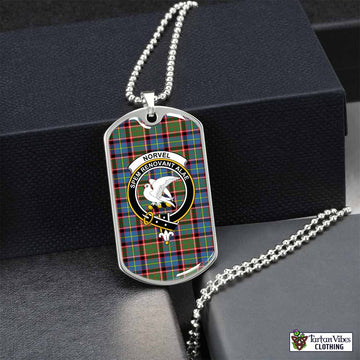 Norvel Tartan Dog Tag Necklace with Family Crest Silver No - Tartan Vibes Clothing