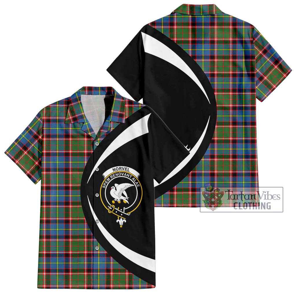 Tartan Vibes Clothing Norvel Tartan Short Sleeve Button Up with Family Crest Circle Style