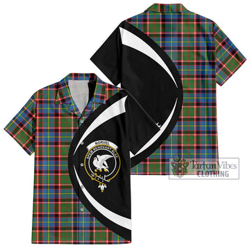 Norvel Tartan Short Sleeve Button Up with Family Crest Circle Style