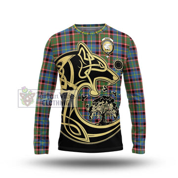 Norvel Tartan Long Sleeve T-Shirt with Family Crest Celtic Wolf Style