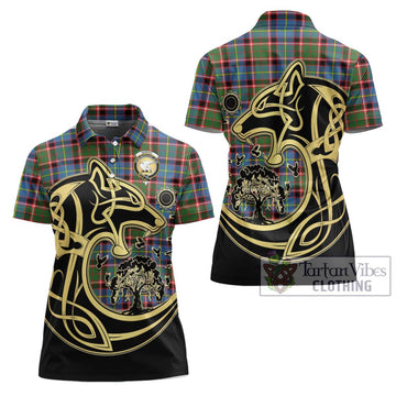 Norvel Tartan Women's Polo Shirt with Family Crest Celtic Wolf Style