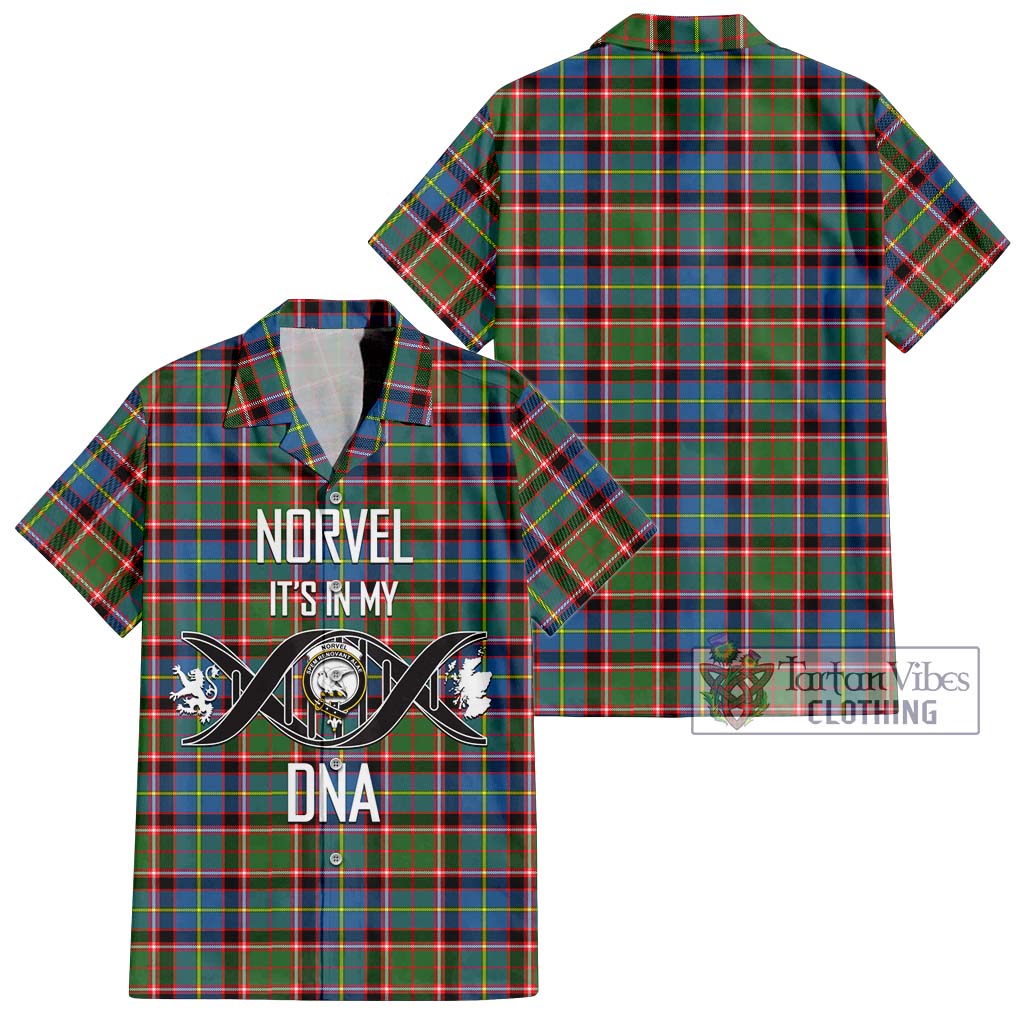 Tartan Vibes Clothing Norvel Tartan Short Sleeve Button Shirt with Family Crest DNA In Me Style