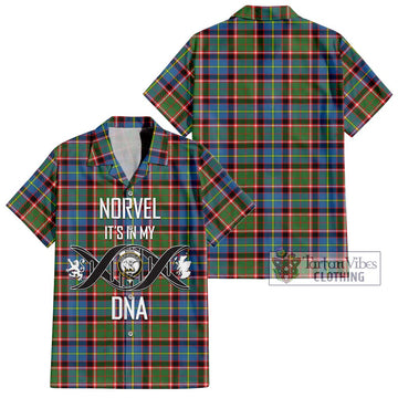 Norvel Tartan Short Sleeve Button Shirt with Family Crest DNA In Me Style