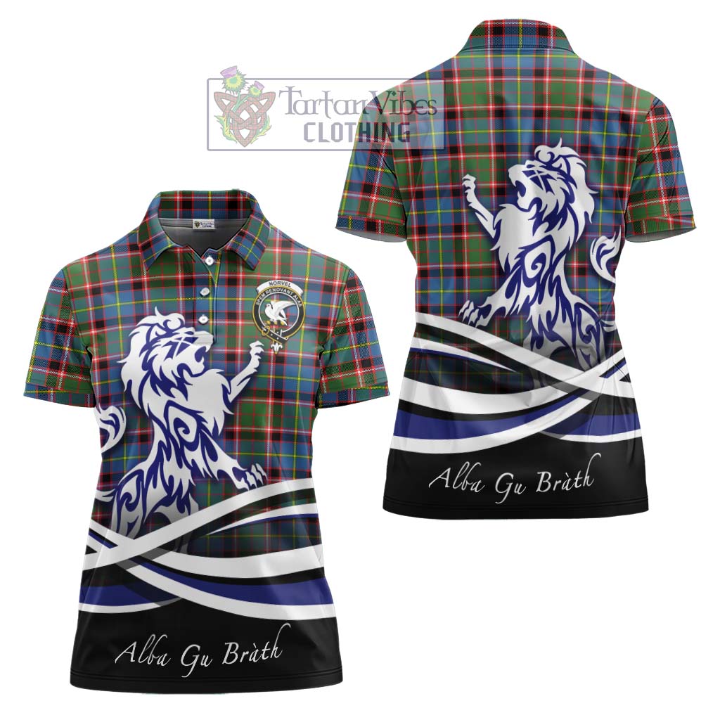 Tartan Vibes Clothing Norvel Tartan Women's Polo Shirt with Alba Gu Brath Regal Lion Emblem