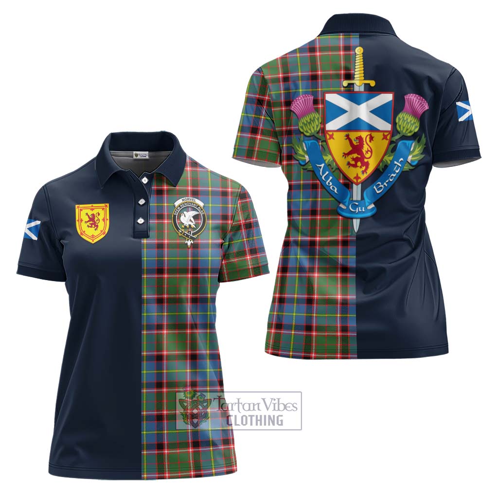 Tartan Vibes Clothing Norvel Tartan Women's Polo Shirt with Scottish Lion Royal Arm Half Style