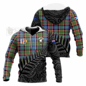 Norvel Crest Tartan Knitted Hoodie with New Zealand Silver Fern Half Style