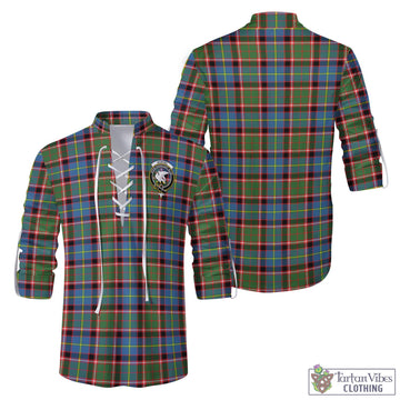 Norvel Tartan Men's Scottish Traditional Jacobite Ghillie Kilt Shirt with Family Crest