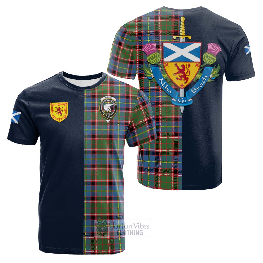 Tartan Vibes Clothing Norvel Tartan Cotton T-shirt with Scottish Lion Royal Arm Half Style