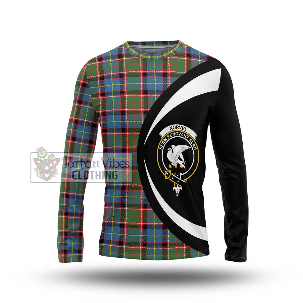 Tartan Vibes Clothing Norvel Tartan Long Sleeve T-Shirt with Family Crest Circle Style