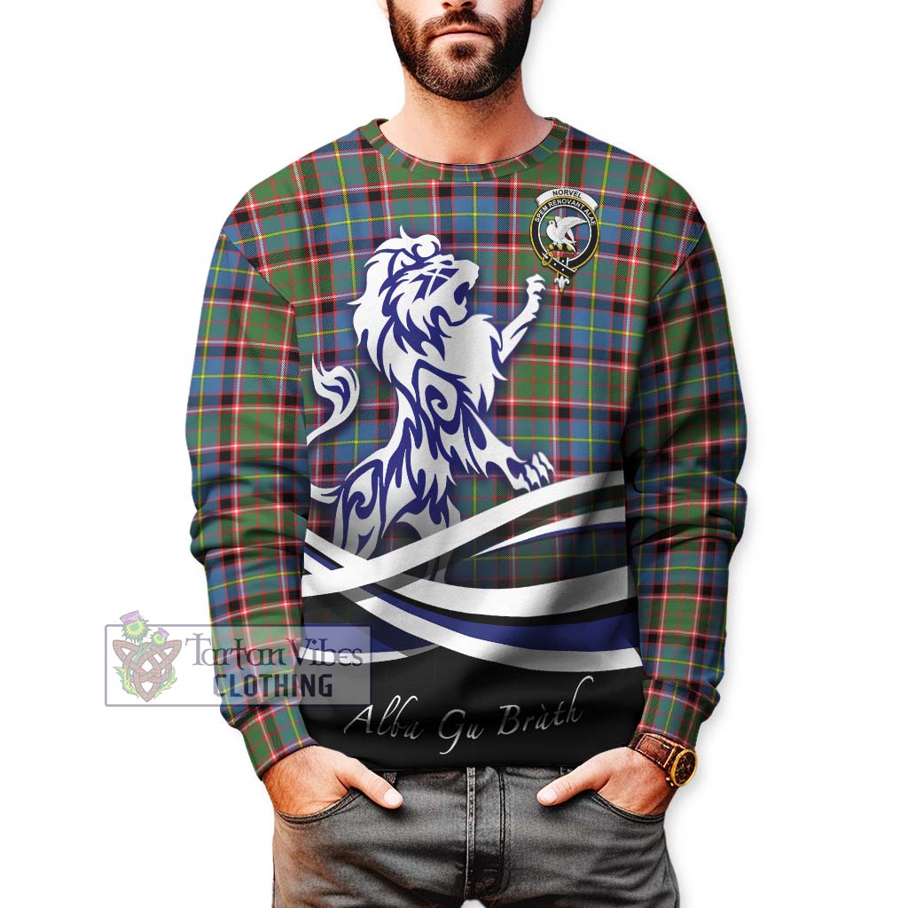 Tartan Vibes Clothing Norvel Tartan Sweatshirt with Alba Gu Brath Regal Lion Emblem