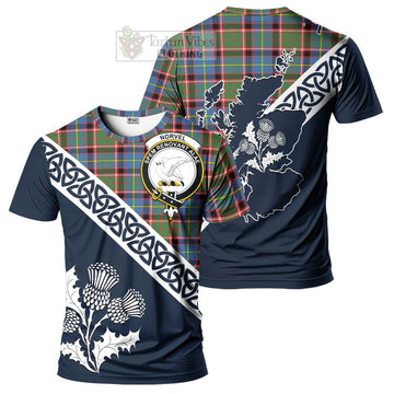 Norvel Tartan T-Shirt Featuring Thistle and Scotland Map