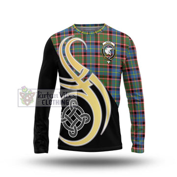 Norvel Tartan Long Sleeve T-Shirt with Family Crest and Celtic Symbol Style