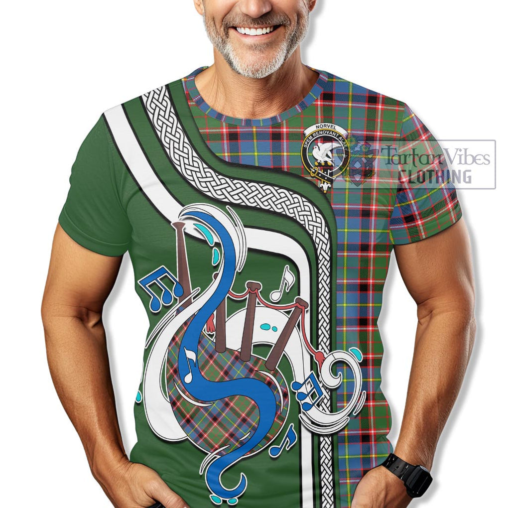 Norvel Tartan T-Shirt with Epic Bagpipe Style Kid's Shirt - Tartanvibesclothing Shop