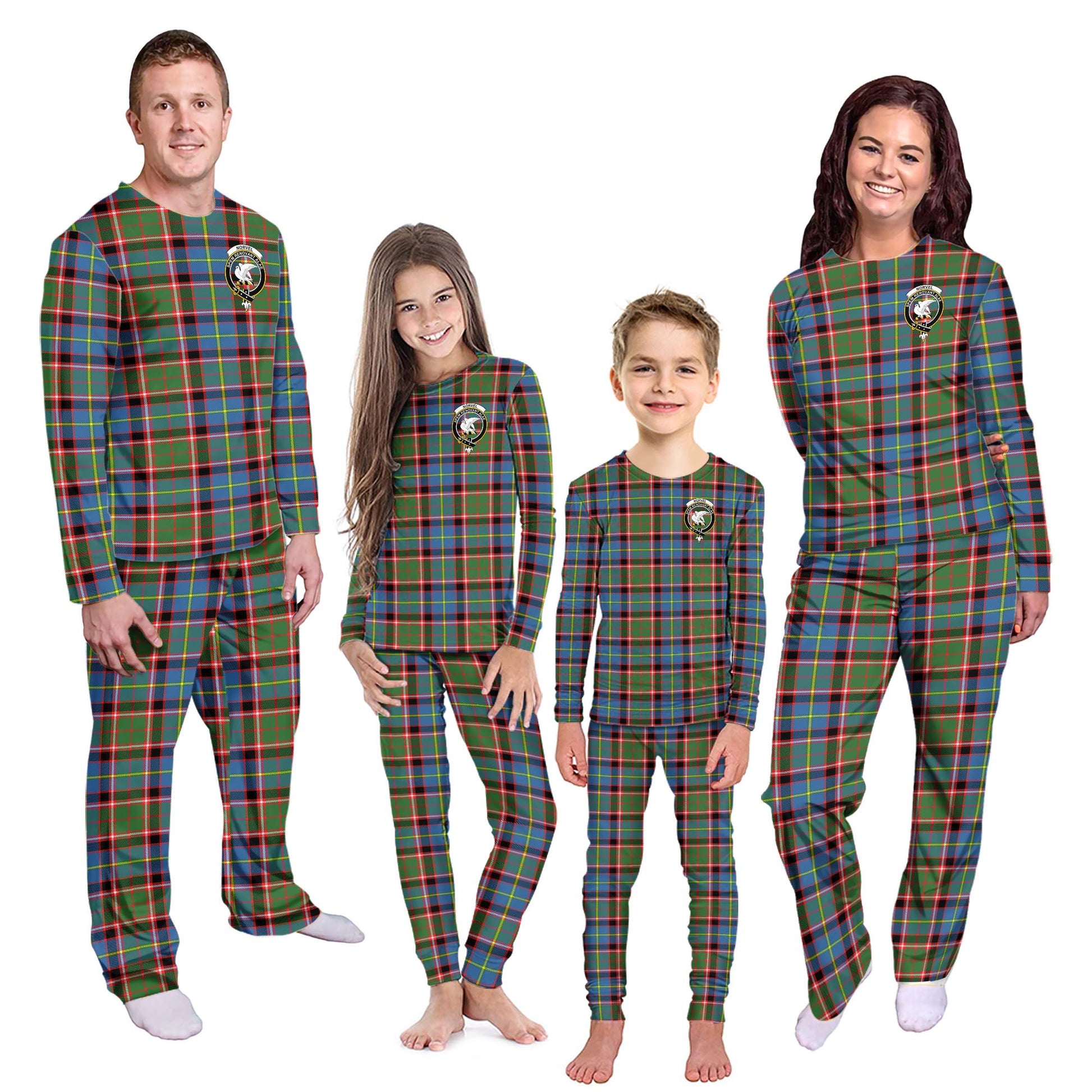 Norvel Tartan Pajamas Family Set with Family Crest - Tartanvibesclothing