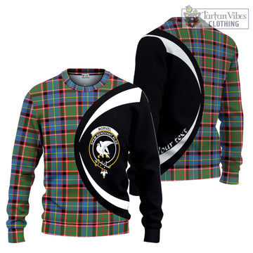 Norvel Tartan Knitted Sweater with Family Crest Circle Style