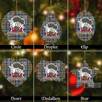 Norvel Tartan Christmas Aluminium Ornament with Gnome Playing Bagpipes