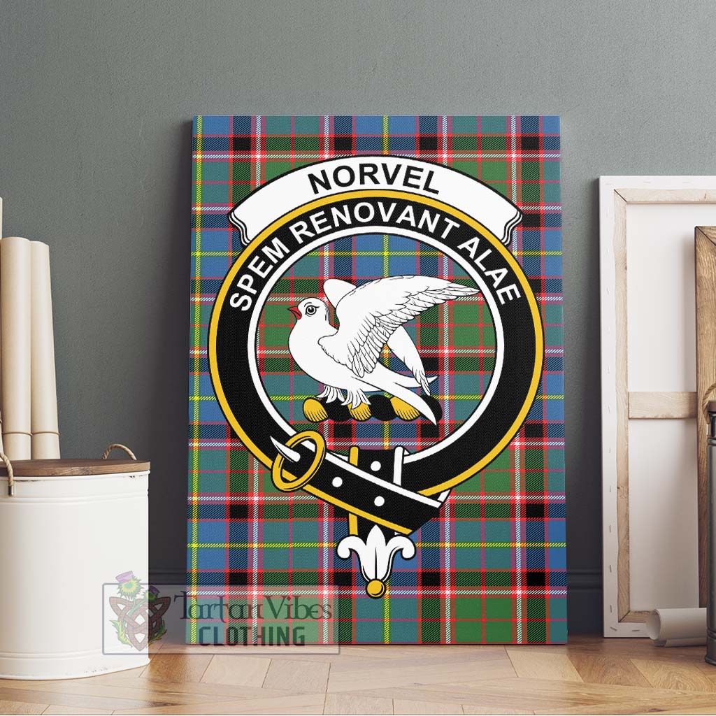 Tartan Vibes Clothing Norvel Tartan Canvas Print Wall Art with Family Crest