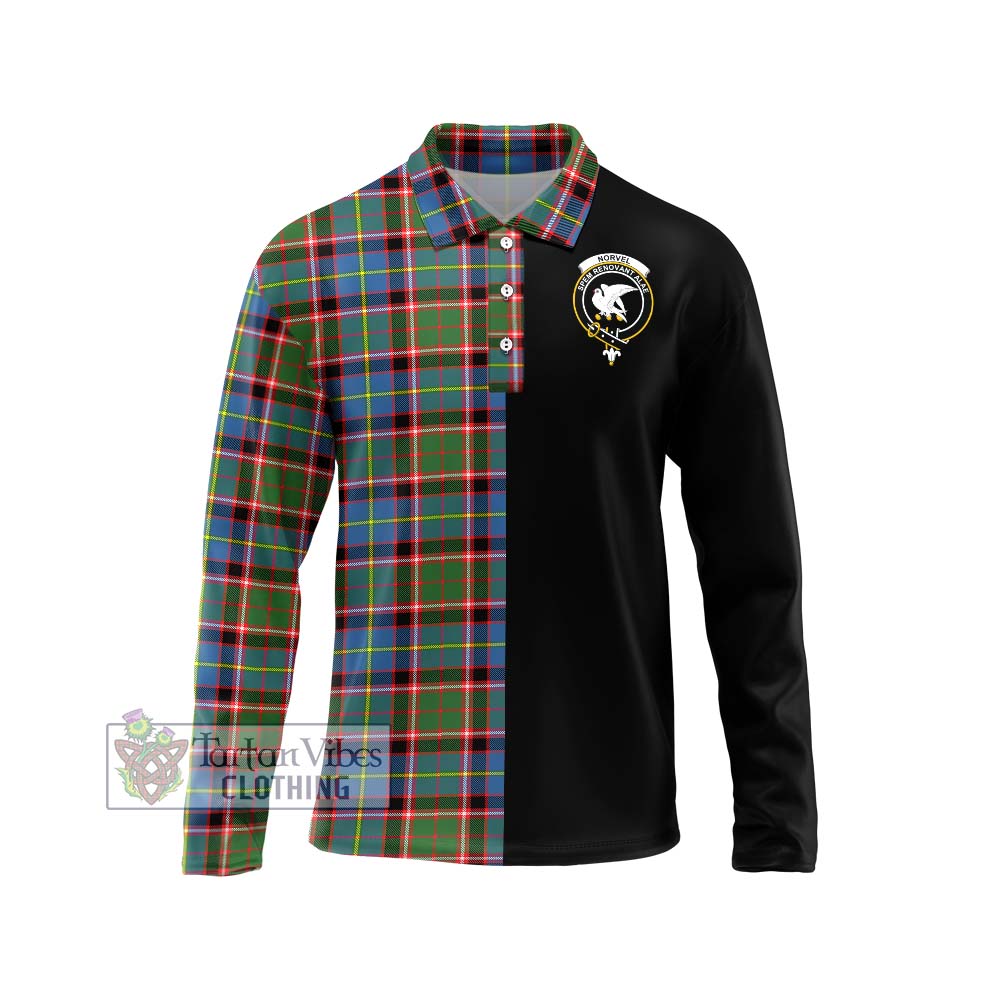 Tartan Vibes Clothing Norvel Tartan Long Sleeve Polo Shirt with Family Crest and Half Of Me Style