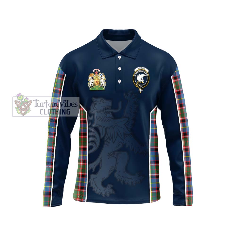 Tartan Vibes Clothing Norvel Tartan Long Sleeve Polo Shirt with Family Crest and Lion Rampant Vibes Sport Style