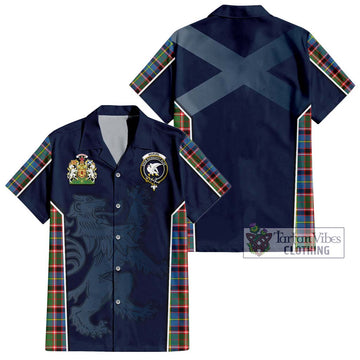 Norvel Tartan Short Sleeve Button Shirt with Family Crest and Lion Rampant Vibes Sport Style