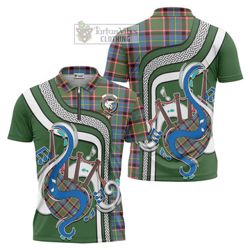 Norvel Tartan Zipper Polo Shirt with Epic Bagpipe Style