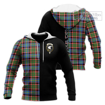 Norvel Tartan Knitted Hoodie with Family Crest and Half Of Me Style