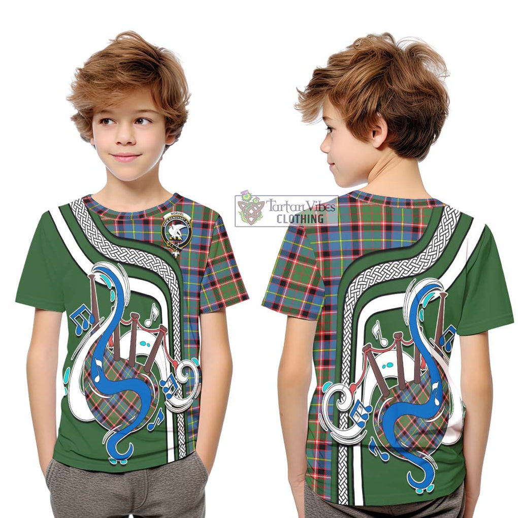 Tartan Vibes Clothing Norvel Tartan Kid T-Shirt with Epic Bagpipe Style