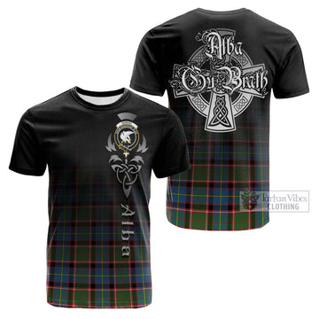 Norvel Tartan Cotton T-shirt Featuring Alba Gu Brath Family Crest Celtic Inspired