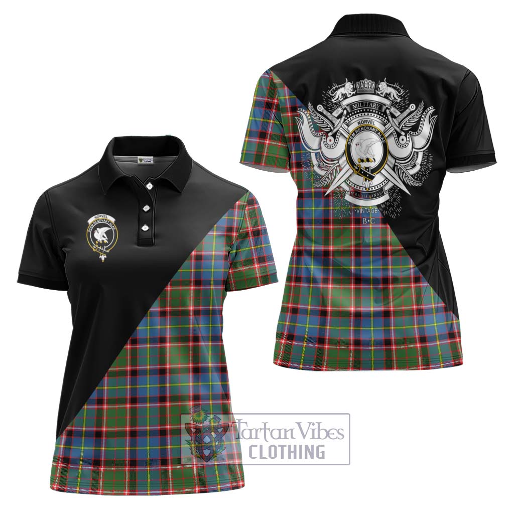 Tartan Vibes Clothing Norvel Tartan Women's Polo Shirt with Family Crest and Military Logo Style