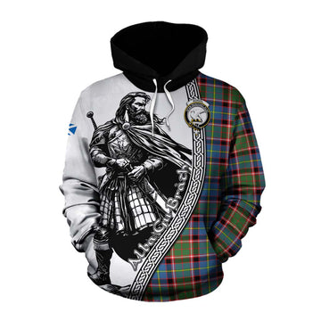 Norvel Tartan Clan Crest Cotton Hoodie with Highlander Warrior Celtic Style