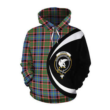 Norvel Tartan Cotton Hoodie with Family Crest Circle Style