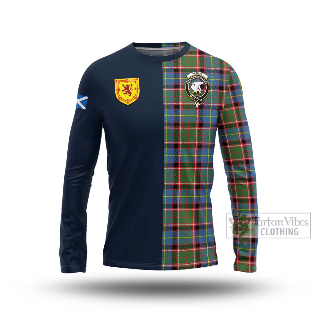 Tartan Vibes Clothing Norvel Tartan Long Sleeve T-Shirt with Scottish Lion Royal Arm Half Style