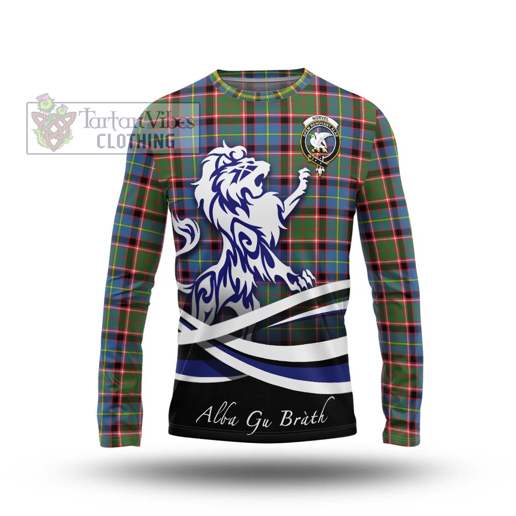 Tartan Vibes Clothing Norvel Tartan Long Sleeve T-Shirt with Alba Gu Brath Regal Lion Emblem