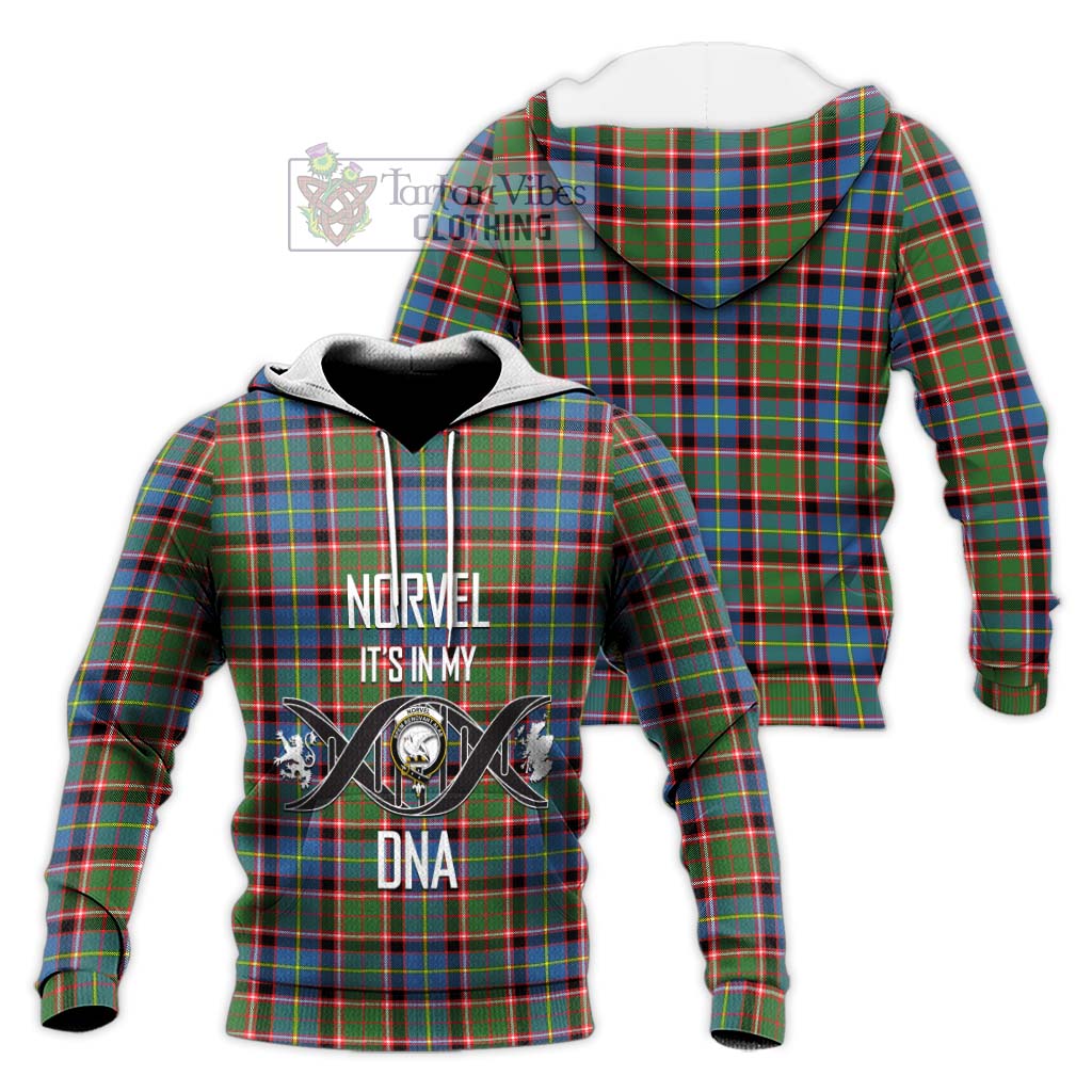 Tartan Vibes Clothing Norvel Tartan Knitted Hoodie with Family Crest DNA In Me Style