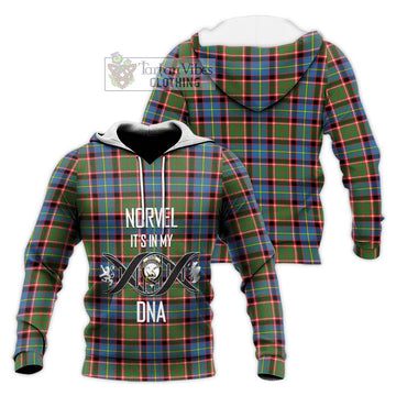 Norvel Tartan Knitted Hoodie with Family Crest DNA In Me Style