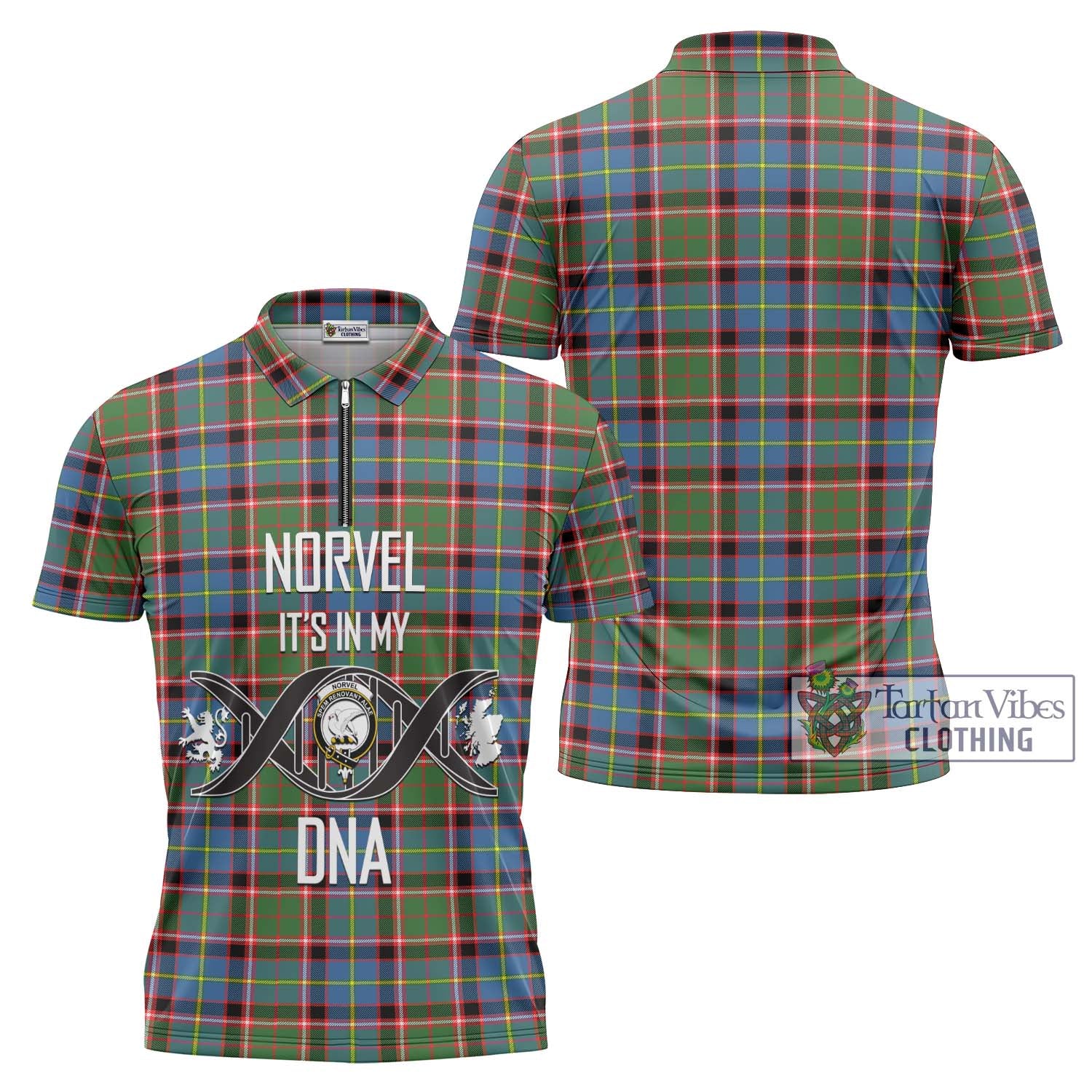 Tartan Vibes Clothing Norvel Tartan Zipper Polo Shirt with Family Crest DNA In Me Style