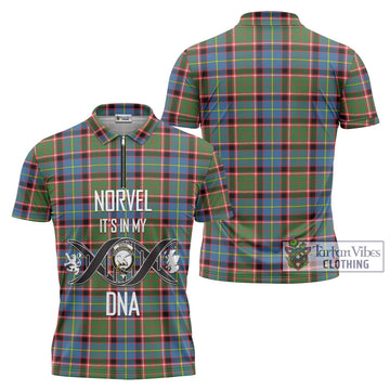 Norvel Tartan Zipper Polo Shirt with Family Crest DNA In Me Style