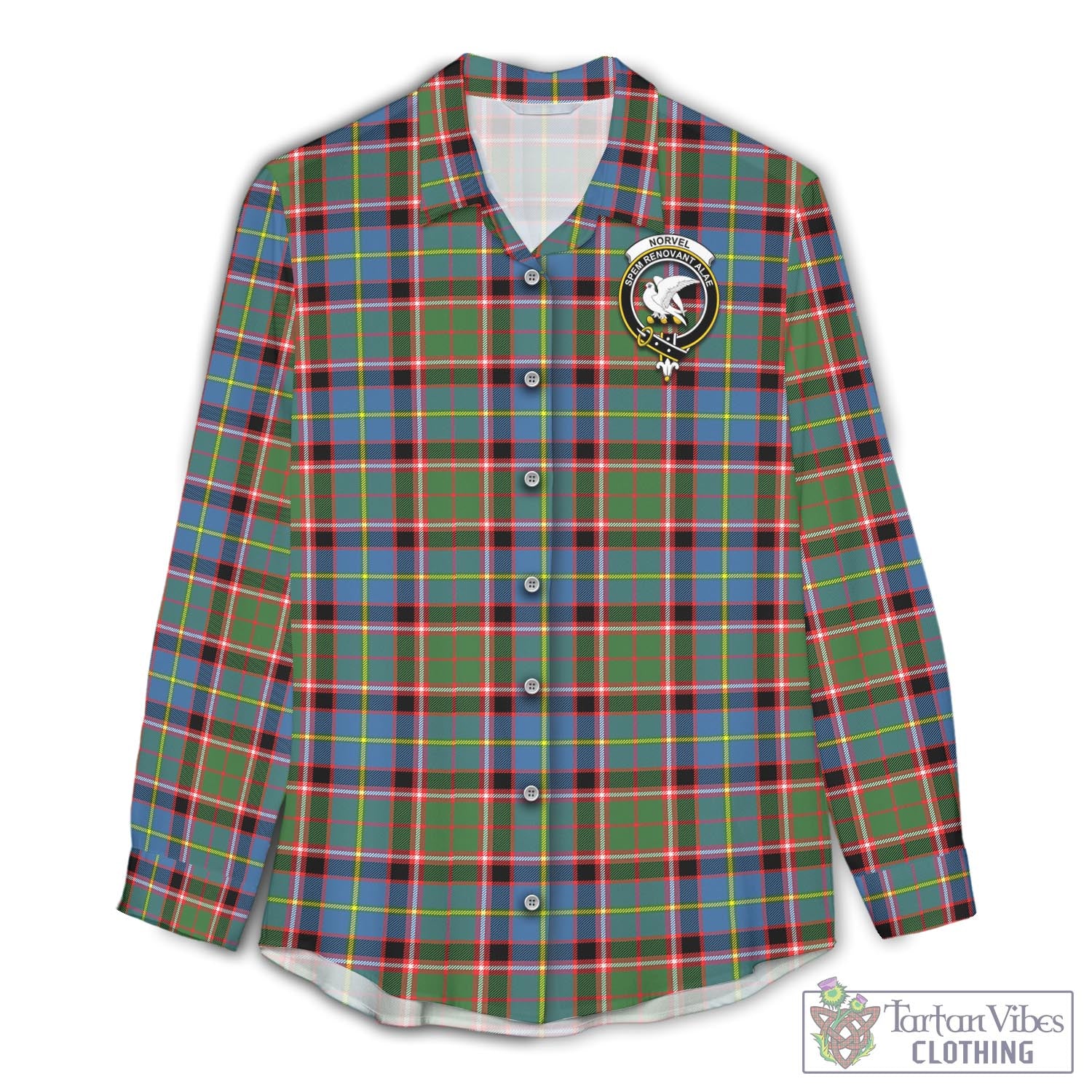 Tartan Vibes Clothing Norvel Tartan Womens Casual Shirt with Family Crest