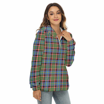 Norvel Tartan Women's Borg Fleece Hoodie with Half Zip