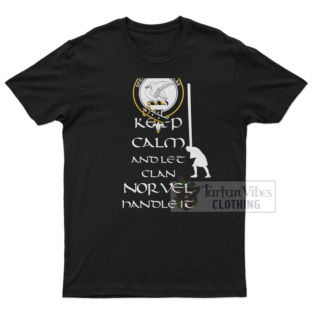 Tartan Vibes Clothing Norvel Clan Men's T-Shirt: Keep Calm and Let the Clan Handle It – Caber Toss Highland Games Style