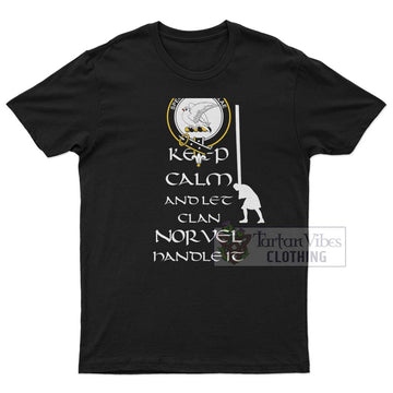 Norvel Clan Men's T-Shirt: Keep Calm and Let the Clan Handle It Caber Toss Highland Games Style